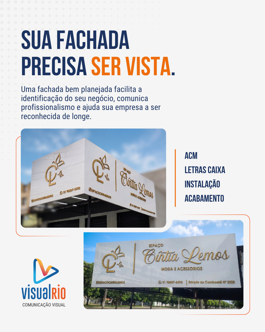 Post estático de 21 de setembro — Sua fachada precisa ser vista, projeto Espaço Cíntia Lemos